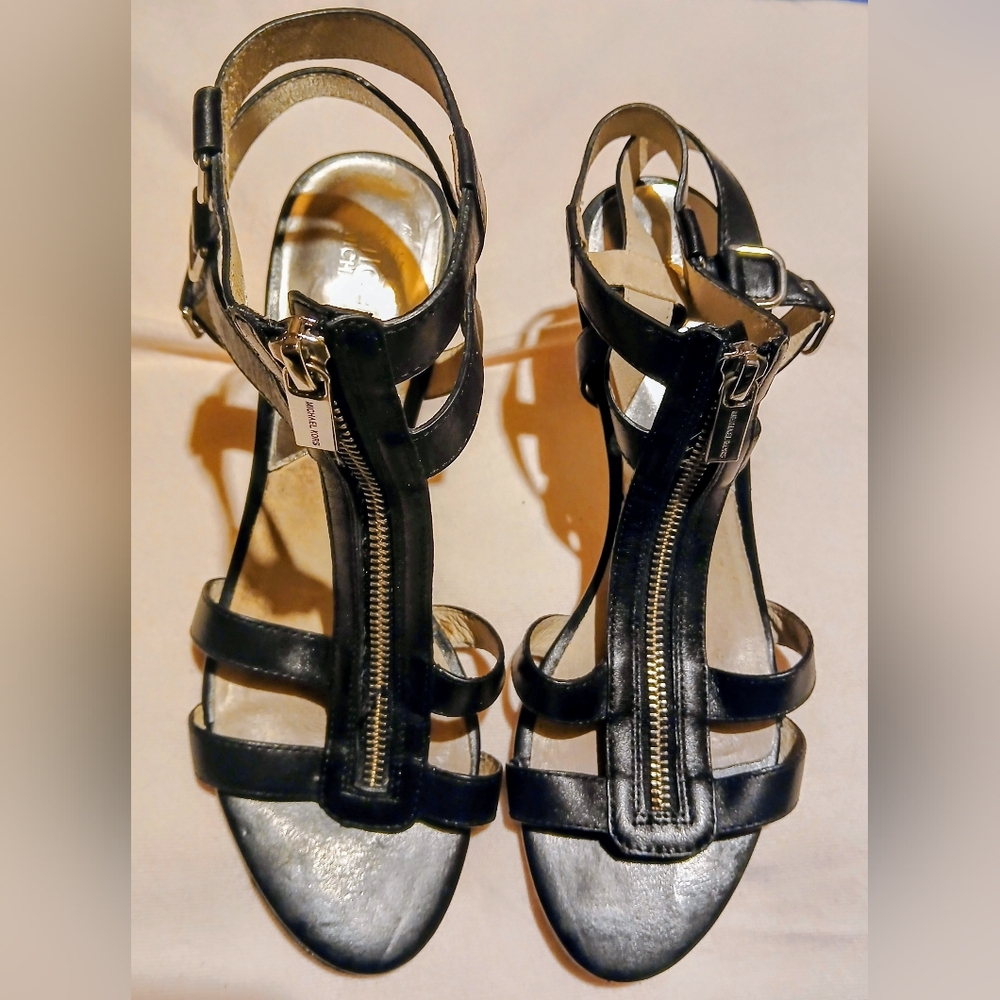 Michael Kors Zipper Front Strappy Heels Women's Size 8